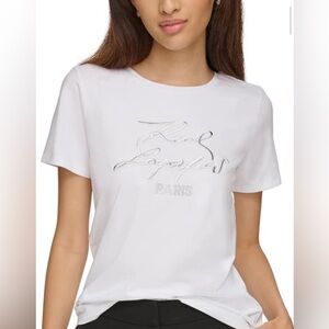Karl Lagerfeld Silver Logo White Tee